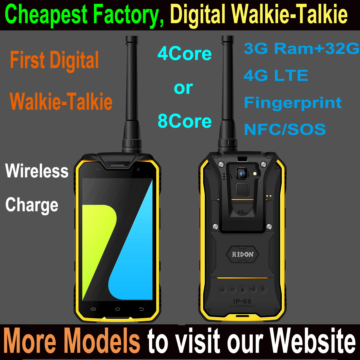 Highton 4.7" Quad-core IP68 wireless charge Rugged Smart phone , 4G Industrial smart phone with NFC and digital Walkie-Talkie